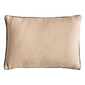 Cojín Nagore de estilo clásico fabricado en yute en color beige combinado con fibra natural en color marrón. Producto desenfundable.