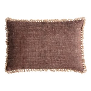 Cojín Seth de estilo clásico fabricado en yute en color beige combinado con fibra natural en color marrón. Producto desenfundable.