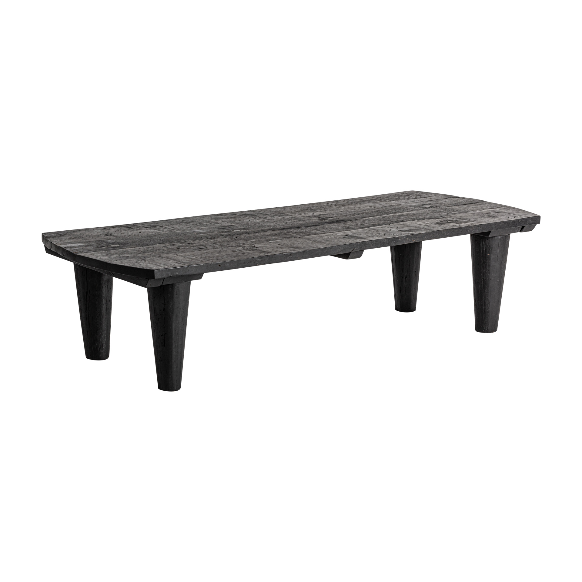 Mesa de centro Allons de estilo clásico fabricado en madera recuperada en color negro. Producto desmontable.