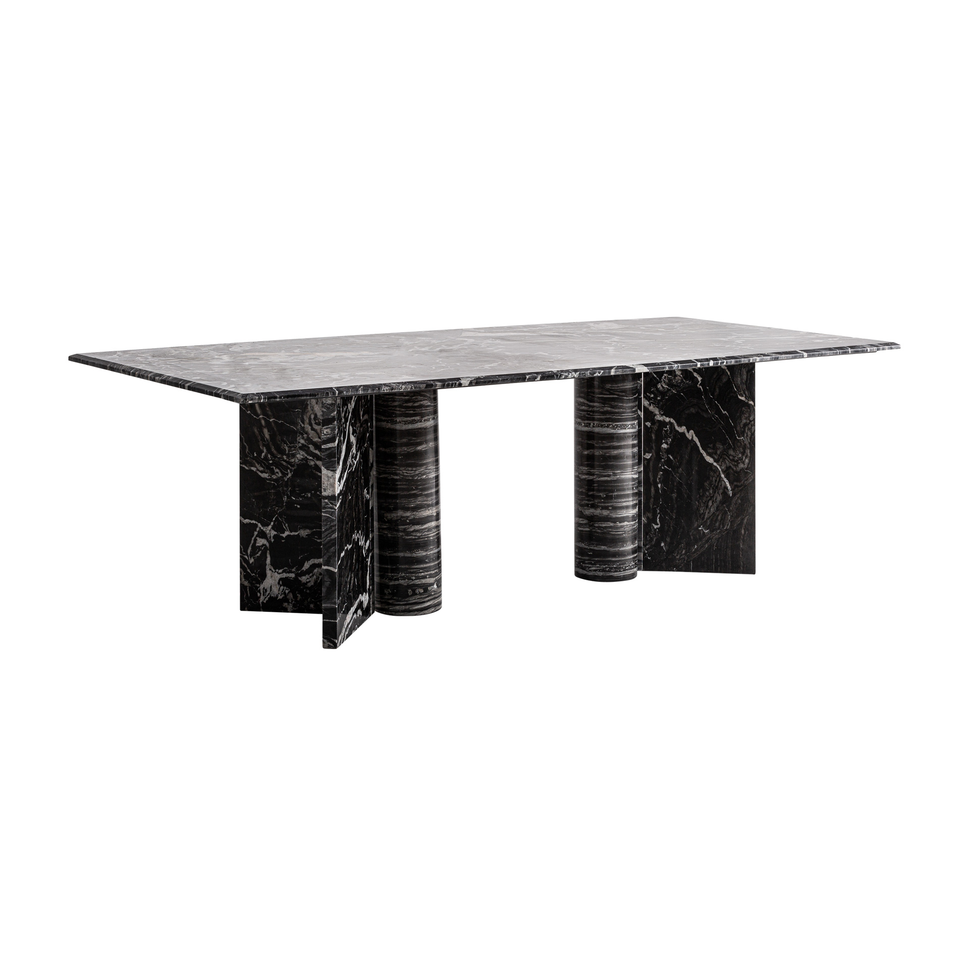 Mesa comedor Gautby de estilo contemporáneo fabricado en mármol en color negro. Producto desmontable.