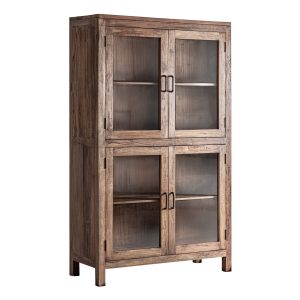 Vitrina Selby de estilo rústico fabricado en madera recuperada en color marrón combinado con hierro en color negro.