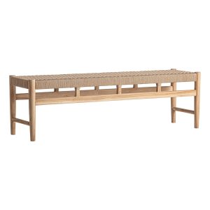 Banco Caen de estilo clásico fabricado en madera de teka en color marrón.