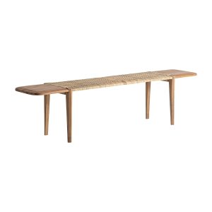 Banco Hallen de estilo boho fabricado en madera de teka en color marrón.