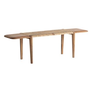 Banco Hallen de estilo contemporáneo fabricado en madera de teka en color marrón.