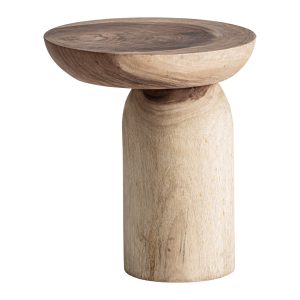 Mesa auxiliar Michoux de estilo nórdico fabricado en madera suar en color marrón.