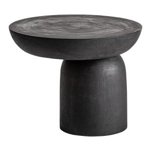 Mesa auxiliar Betroka de estilo étnico fabricado en madera suar en color negro.