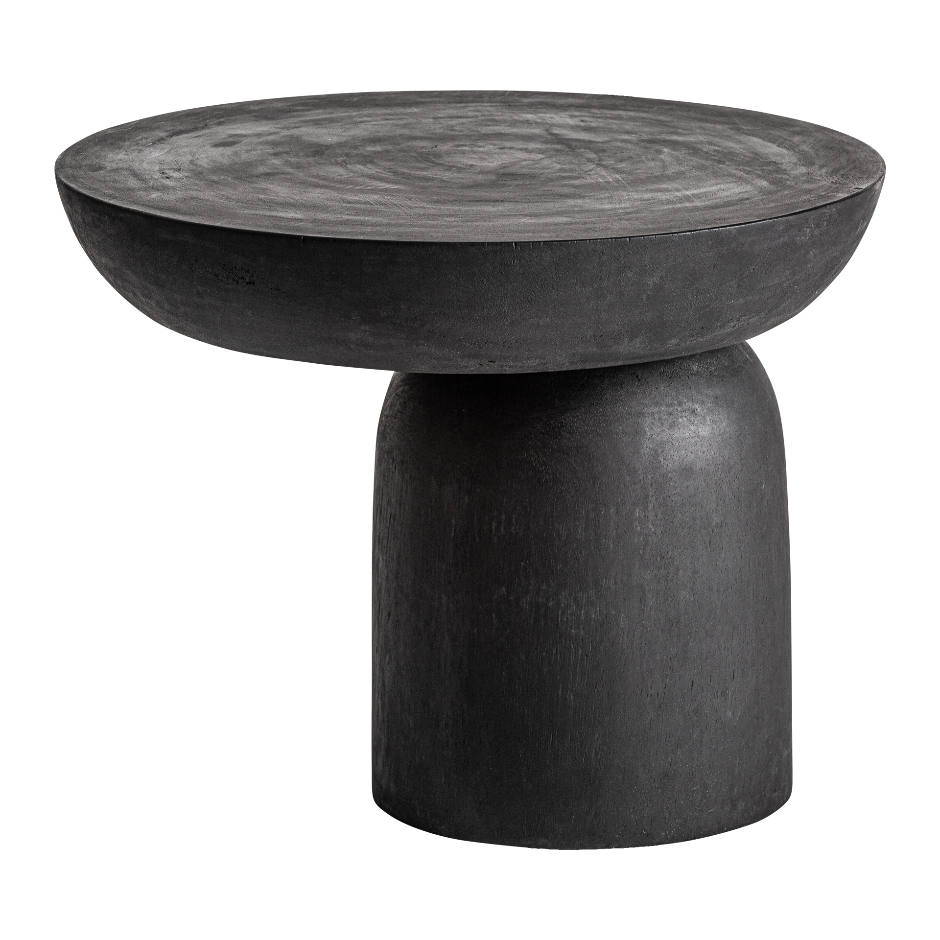 Mesa auxiliar Betroka de estilo étnico fabricado en madera suar en color negro.