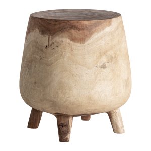 Mesa auxiliar Kalandy de estilo étnico fabricado en madera suar en color marrón.