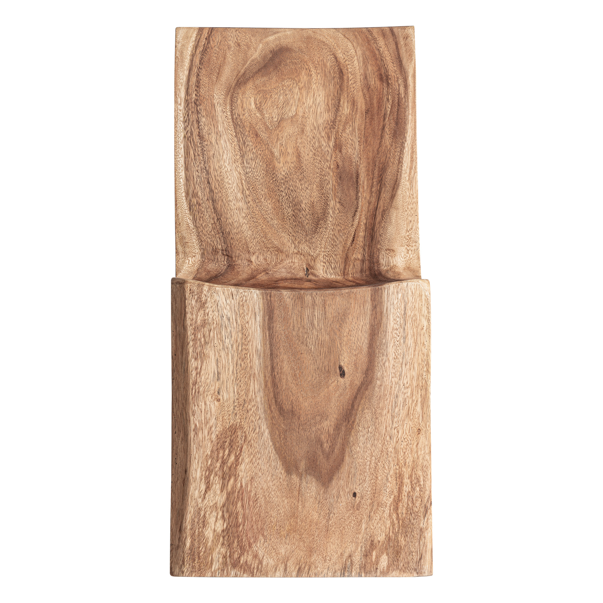 Silla Kirindy de estilo contemporáneo fabricado en madera suar en color marrón claro.