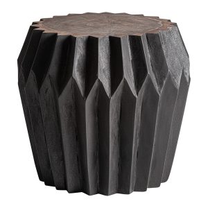 Mesa auxiliar fabricado en madera suar en color marrón.