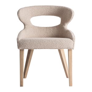 Silla Trebas de estilo contemporáneo fabricado en madera de fresno en color marrón claro combinado con poliéster en color beige.