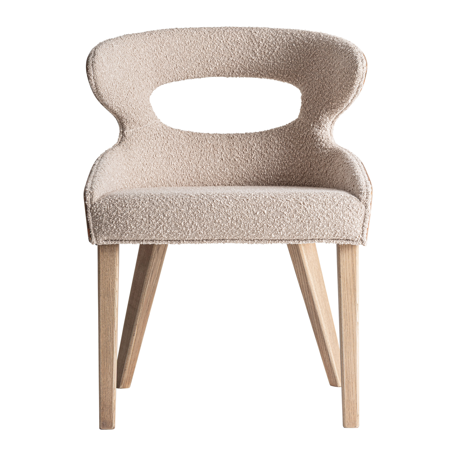 Silla Trebas de estilo contemporáneo fabricado en madera de fresno en color marrón claro combinado con poliéster en color beige.