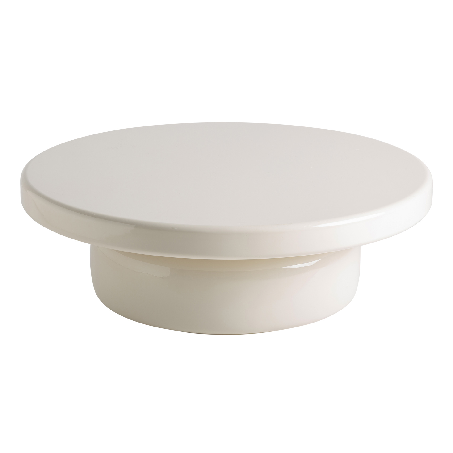 Mesa de centro Gory de estilo contemporáneo fabricado en madera dm en color crema combinado con fibra de vidrio.